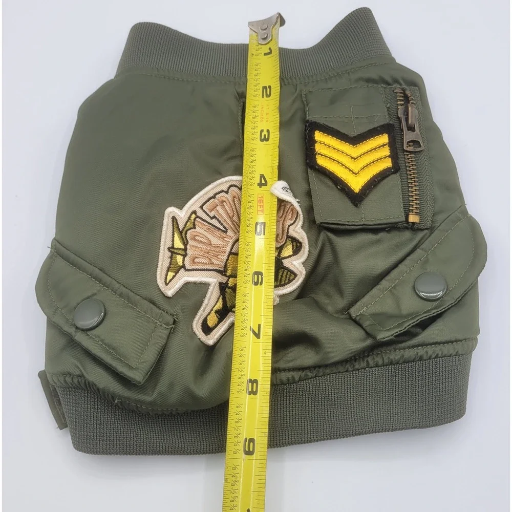 Top Gun Air Force Pet apparel Bomber Jacket Green Military Flight Coat Small‎